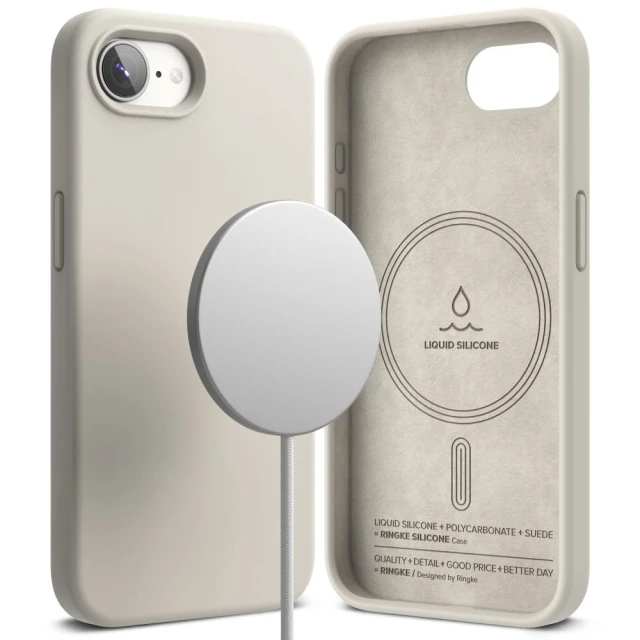 Чохол Ringke Silicone Magnetic для iPhone 16e Stone with MagSafe (8800293852841)