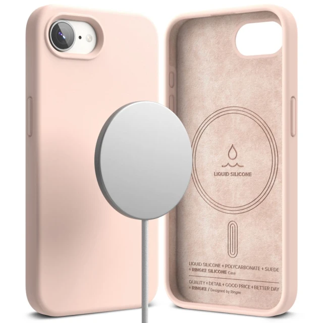 Чохол Ringke Silicone Magnetic для iPhone 16e Pink Sand with MagSafe (8800293852872)