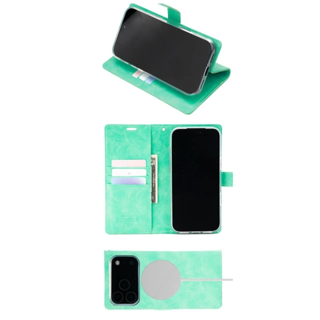 Чохол Mercury BlueMoon Diary для iPhone 17 Pro Max Green (MBMD-17PROMAX/18PROMAX-MNT)