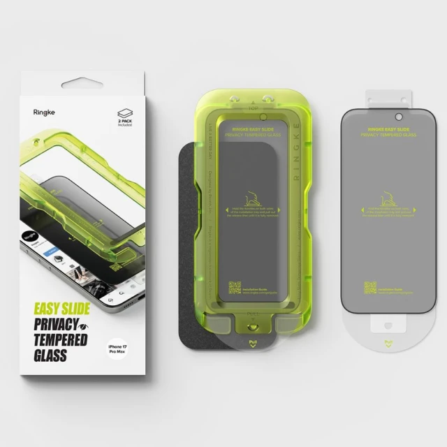 Захисне скло Ringke Easy Slide для iPhone 17 Pro Max Privacy (2 pack) (8800328810716)