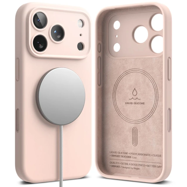 Чохол Ringke Silicone Magnetic для iPhone 17 Pro Pink Sand with MagSafe (8800328811140)