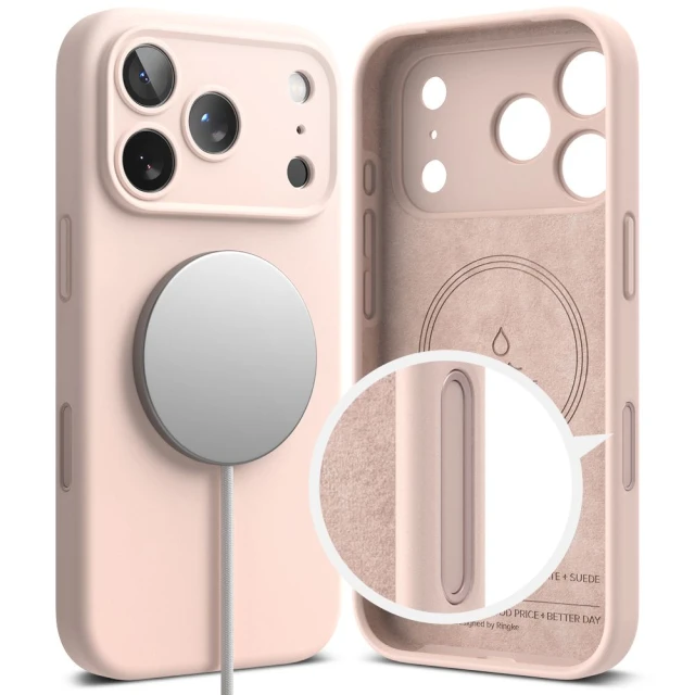 Чохол Ringke Silicone Magnetic для iPhone 17 Pro Pink Sand with MagSafe (8800328811140)