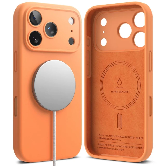 Чохол Ringke Silicone Magnetic для iPhone 17 Pro Tangerine with MagSafe (8800328811188)
