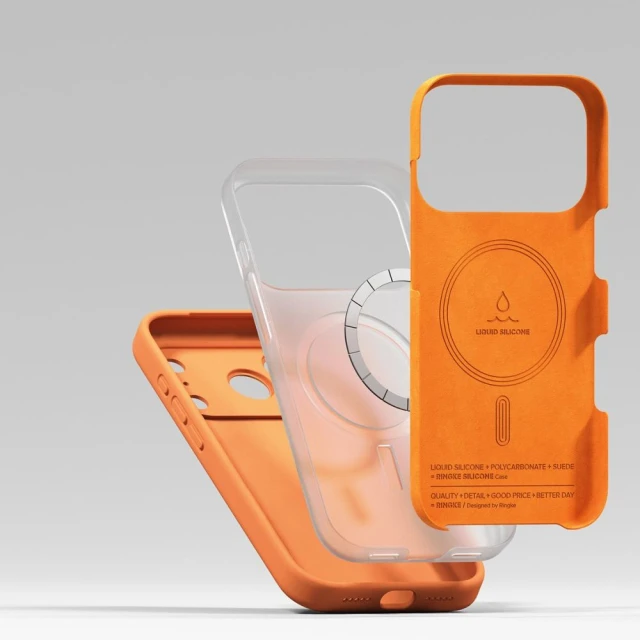 Чохол Ringke Silicone Magnetic для iPhone 17 Pro Tangerine with MagSafe (8800328811188)