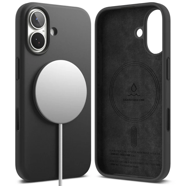 Чохол Ringke Silicone Magnetic для iPhone 17 Black with MagSafe (8800328811799)
