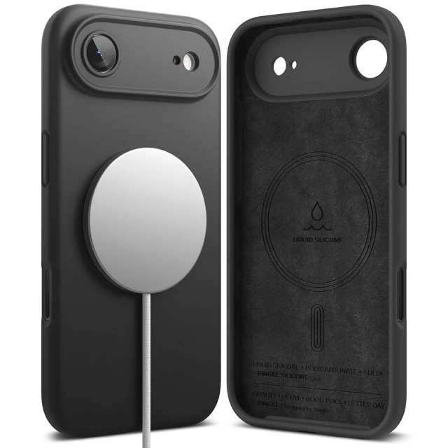 Чохол Ringke Silicone Magnetic для iPhone 17 Air Black with MagSafe (8800328812253)
