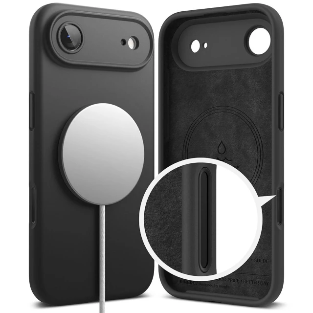 Чохол Ringke Silicone Magnetic для iPhone 17 Air Black with MagSafe (8800328812253)