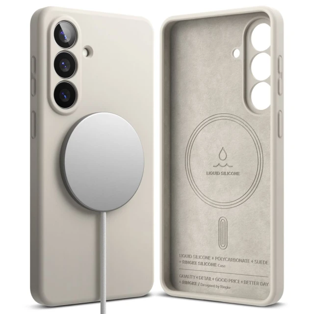 Чохол Ringke Silicone Magnetic для Samsung Galaxy S26 Plus Stone with MagSafe (8800328815278)