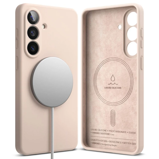 Чохол Ringke Silicone Magnetic для Samsung Galaxy S26 Plus Pink Sand with MagSafe (8800328815308)