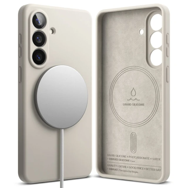 Чохол Ringke Silicone Magnetic для Samsung Galaxy S26 Stone with MagSafe (8800328815735)