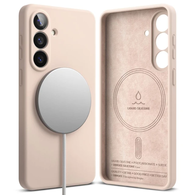 Чохол Ringke Silicone Magnetic для Samsung Galaxy S26 Pink Sand with MagSafe (8800328815766)