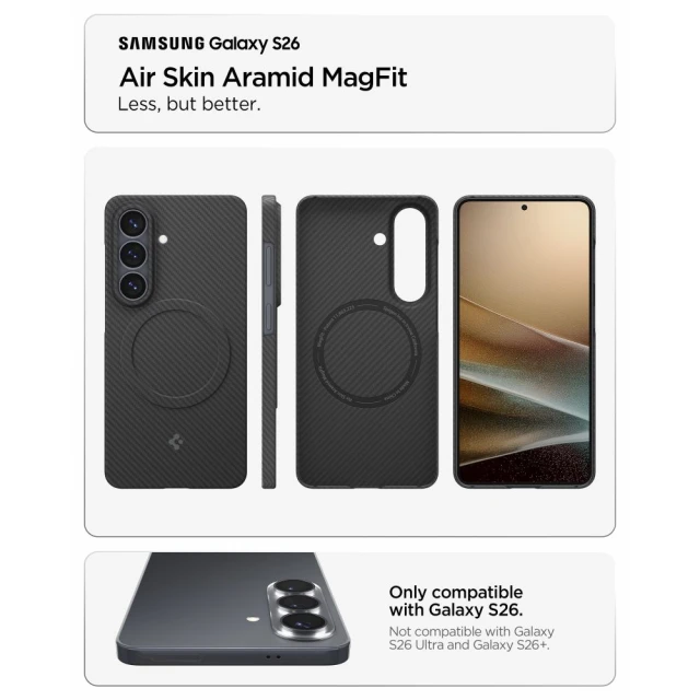 Чохол Spigen AirSkin Aramid Mag для Samsung Galaxy S26 Black with MagSafe (ACS11059)