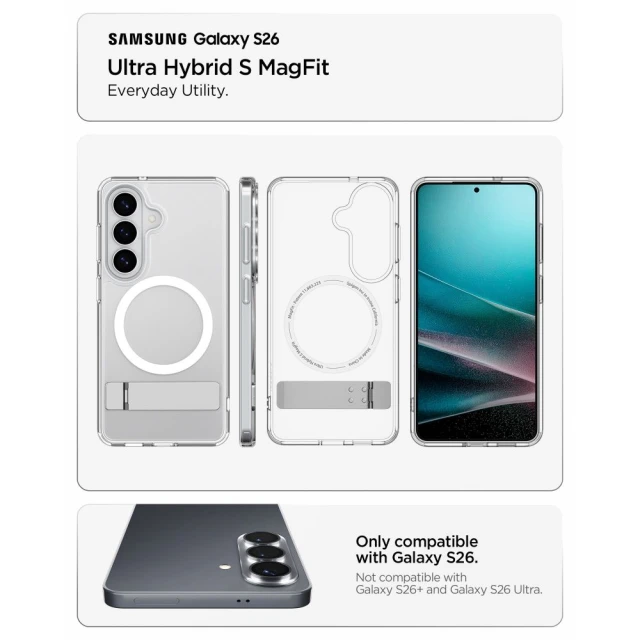 Чохол Spigen Ultra Hybrid S Mag для Samsung Galaxy S26 прозоро-білий with MagSafe (ACS11061)