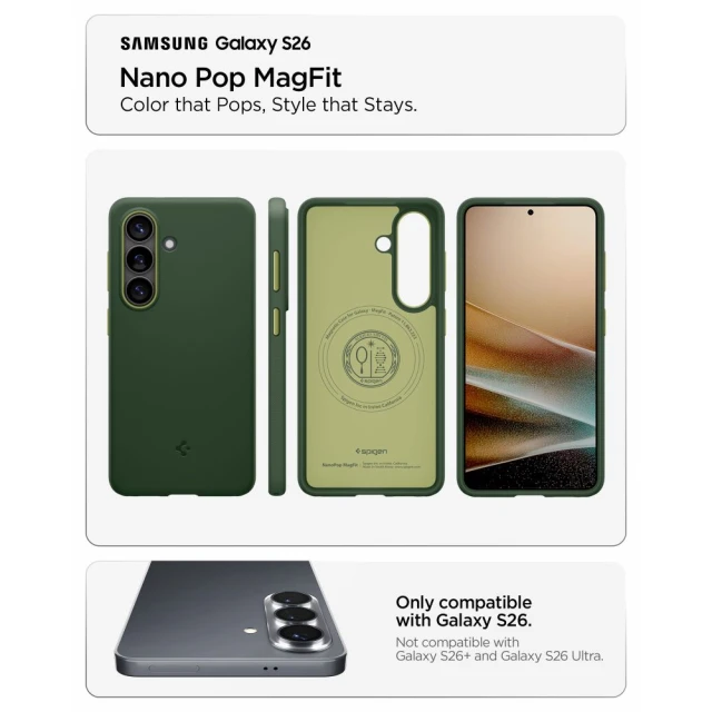 Чохол Spigen Nano Pop Mag для Samsung Galaxy S26 Avo Green with MagSafe (ACS11067)