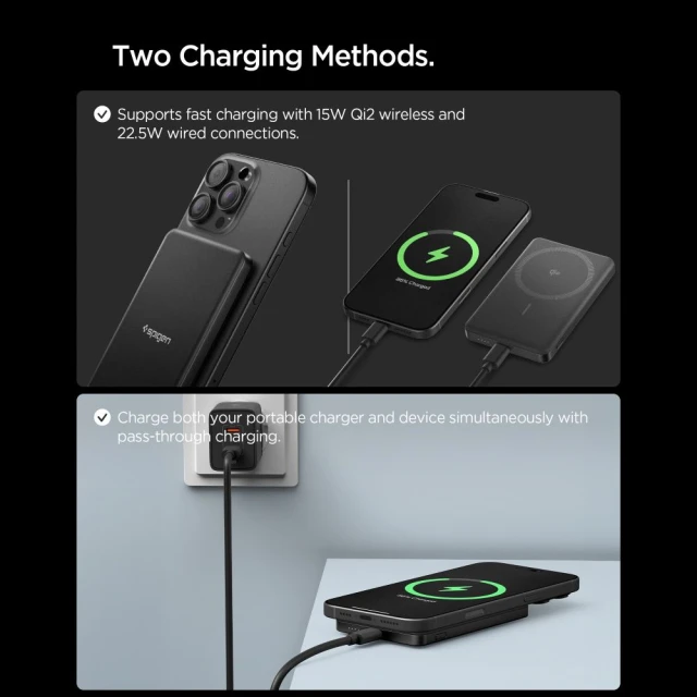Павербанк Spigen Essential для MagSafe 5000mAh 22.5W Qi2 Black (ABA11104)