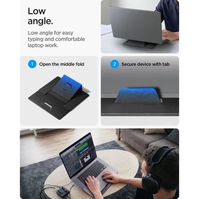 Підставка Spigen LD201-S8 SlimFold для ноутбука та планшета Space Grey (AMP11117)
