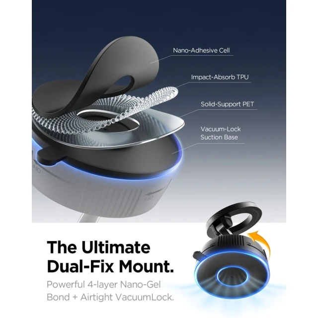 Автотримач Spigen MFT36 Vacuumlock Magnetic Dashboard Car Mount Black with MagSafe (ACP11172)