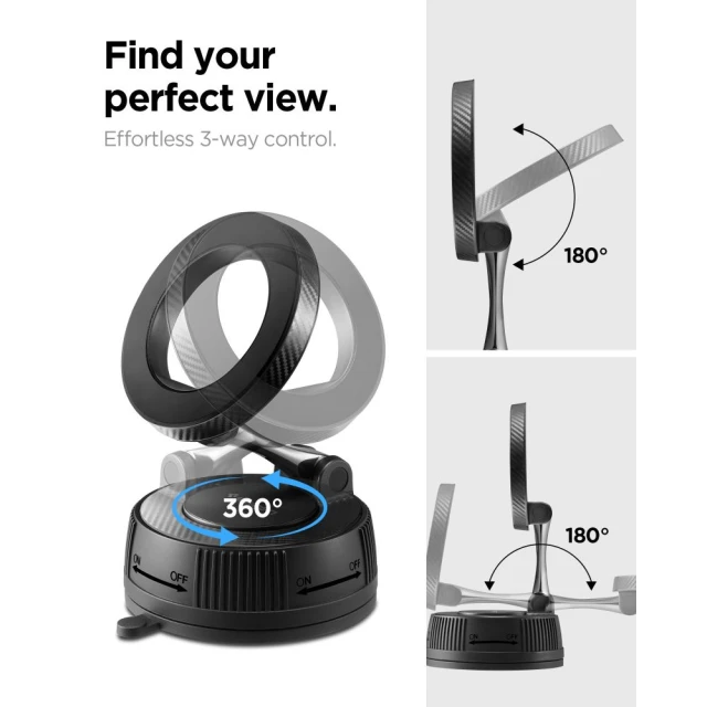 Автотримач Spigen MFT36 Vacuumlock Magnetic Dashboard Car Mount Black with MagSafe (ACP11172)