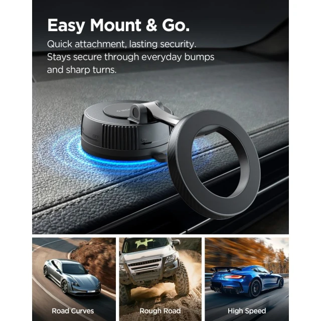 Автотримач Spigen MFT36 Vacuumlock Magnetic Dashboard Car Mount Black with MagSafe (ACP11172)