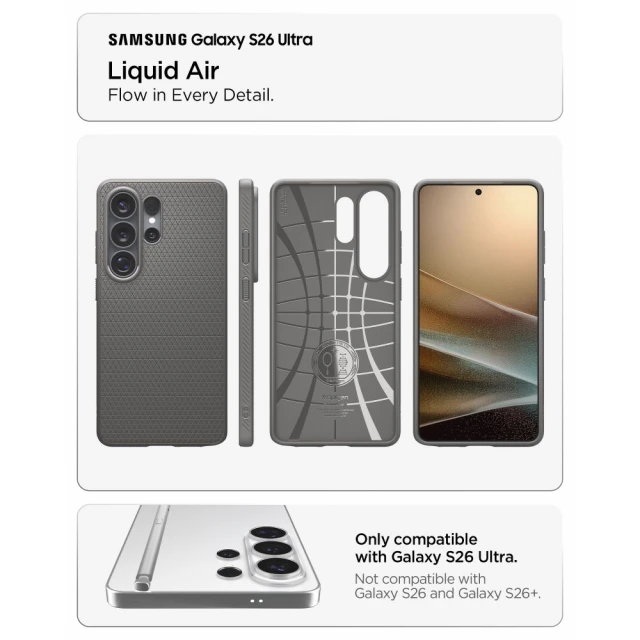 Чохол Spigen Liquid Air для Samsung Galaxy S26 Ultra Marble Grey (ACS11205)