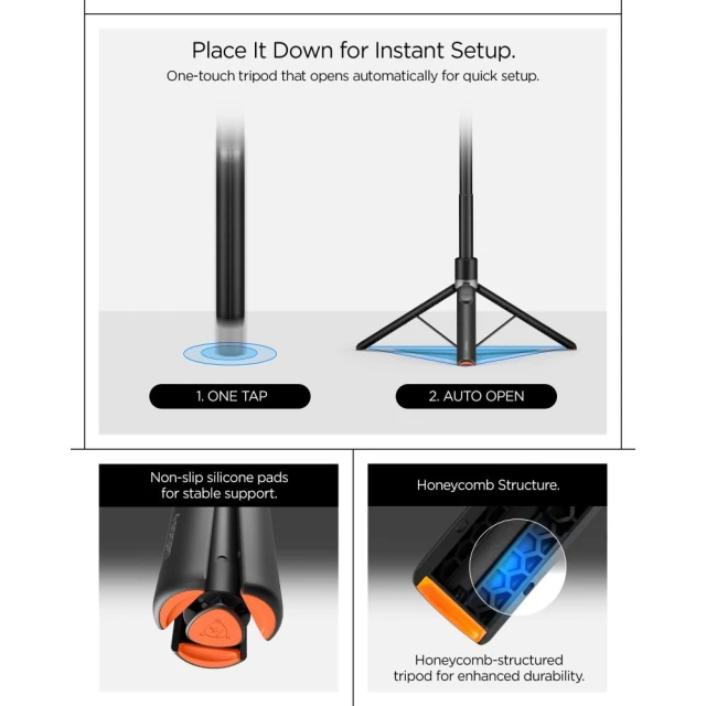 Штатив Spigen S582W Bluetooth Selfie Stick Tripod Black (AMP11372)
