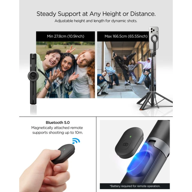 Штатив Spigen S582W Bluetooth Selfie Stick Tripod Black (AMP11372)