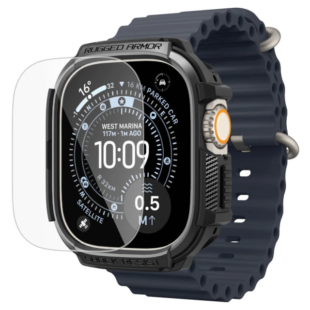 Чохол Spigen Rugged Armor & Tempered Glass для Apple Watch Ultra 3/2/1 49 mm Matte Black (ACS11414)