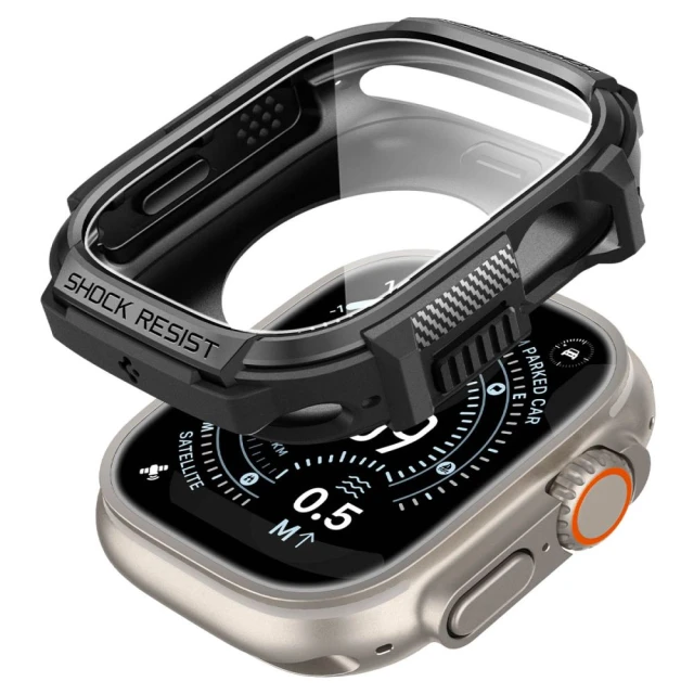 Чохол Spigen Rugged Armor & Tempered Glass для Apple Watch Ultra 3/2/1 49 mm Matte Black (ACS11414)
