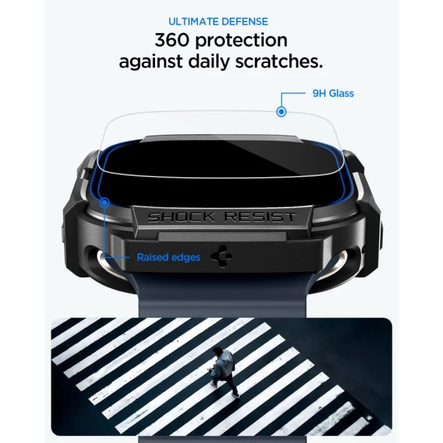 Чохол Spigen Rugged Armor & Tempered Glass для Apple Watch Ultra 3/2/1 49 mm Matte Black (ACS11414)