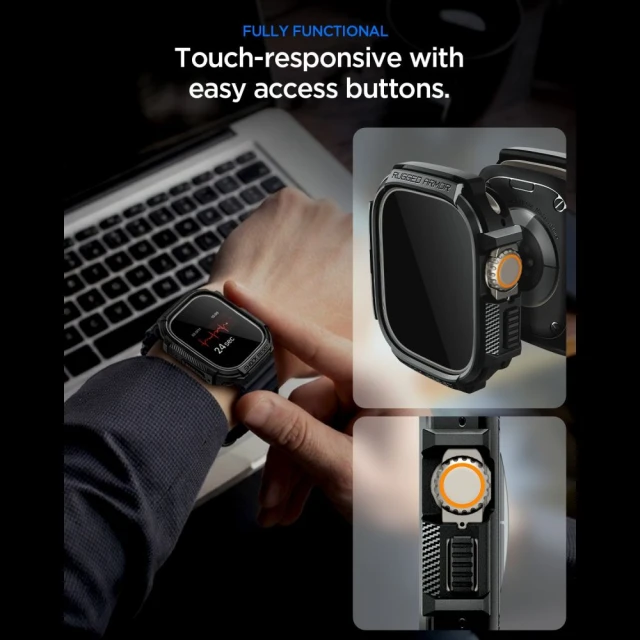 Чохол Spigen Rugged Armor & Tempered Glass для Apple Watch Ultra 3/2/1 49 mm Matte Black (ACS11414)