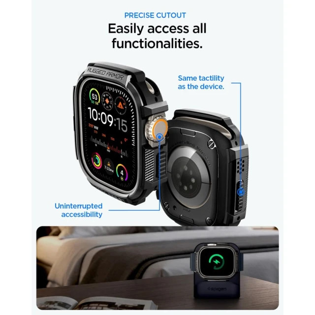 Чохол Spigen Rugged Armor & Tempered Glass для Apple Watch Ultra 3/2/1 49 mm Matte Black (ACS11414)