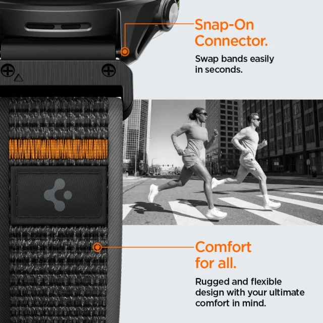 Ремінець Spigen Athlex Air для Garmin Quickfit 22 mm Black/Orange (AMP11426)