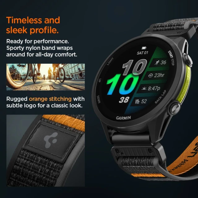 Ремінець Spigen Athlex Air для Garmin Quickfit 22 mm Black/Orange (AMP11426)