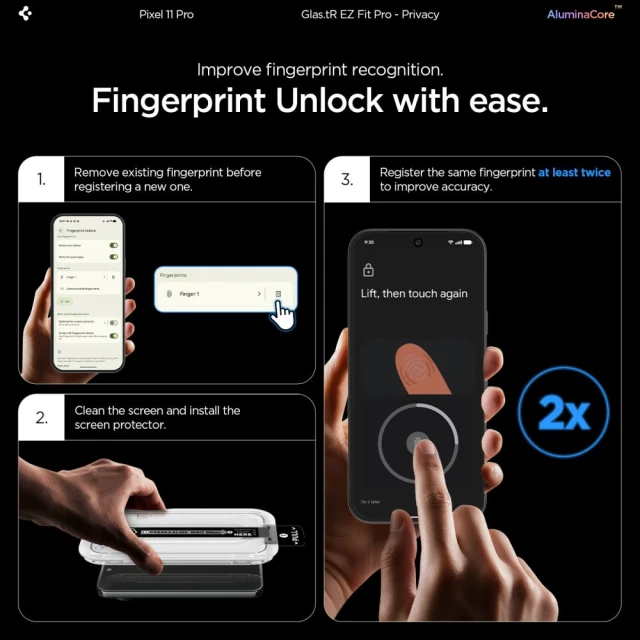 Защитное стекло Spigen Glas.tR EZ Fit Pro AC для Google Pixel 9 Pro Clear (2 pack) (AGL11481)