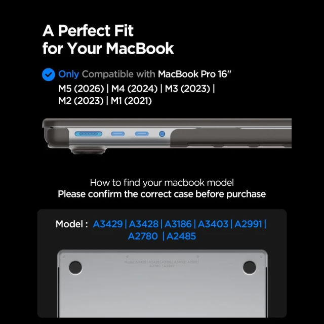 Чехол Spigen AirSkin для MacBook Pro 16 M1-M5/M5 Pro/M5 Pro Max 2021-2026 Black (ACS11527)