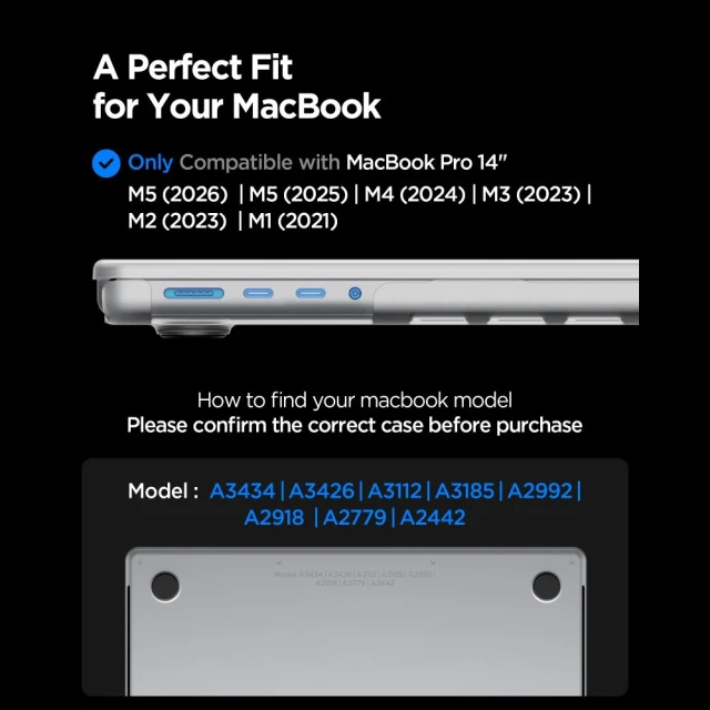 Чохол Spigen AirSkin для MacBook Pro 14 M1-M5 Pro/M5 Pro Max 2021-2026 Clear (ACS11528)