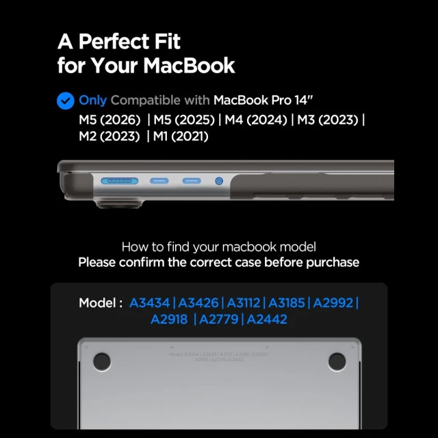 Чохол Spigen AirSkin для MacBook Pro 14 M1-M5 Pro/M5 Pro Max 2021-2026 Black (ACS11529)