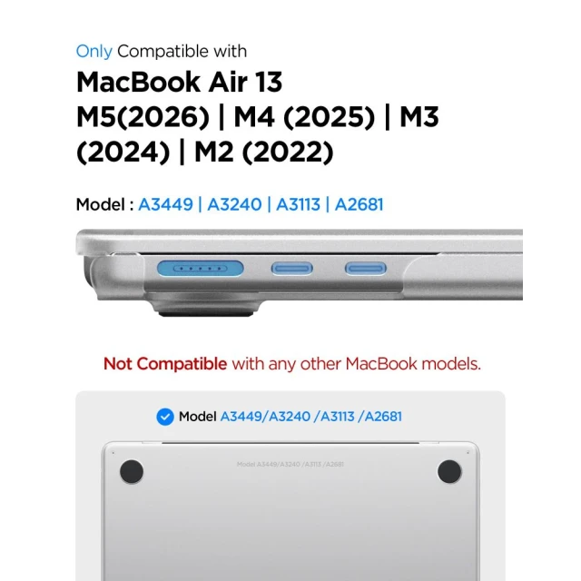 Чехол Spigen AirSkin для MacBook Air 13 M2-M5 2023-2026 Clear (ACS11530)