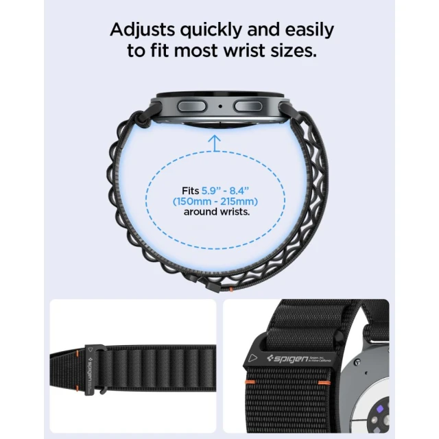 Ремінець Spigen WBF1 Band для Samsung Galaxy Watch 8/9/Classic 40/44/46mm Black (AMP11607)