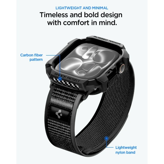 Чохол Spigen Athlex Air + Rugged Armor для Apple Watch 10 | 11 | 12 46mm Active Black / Grey (8800337248067)