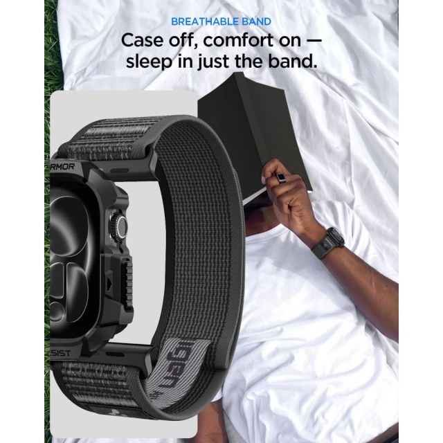 Чохол Spigen Athlex Air + Rugged Armor для Apple Watch 10 | 11 | 12 46mm Active Black / Grey (8800337248067)
