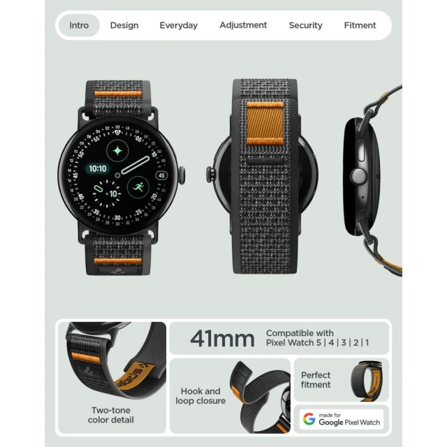 Ремінець Spigen Athlex Air для Google Pixel Watch 5 41 mm | 4 41 mm | 3 41 mm | 2 41 mm | 1 41 mm Black (AMP11751)