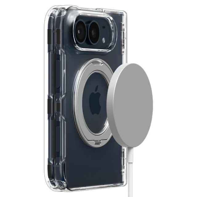 Чохол Spigen Ultra Hybrid Pro S Mag MagSafe для iPhone Duo Crystal Clear/White (8800337249118)