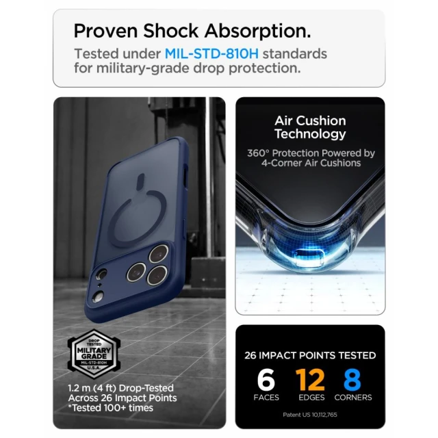 Чохол Spigen Ultra Hybrid для iPhone 18 Pro Max | 17 Pro Max Frost Deep Blue with MagSafe (ACS11918)