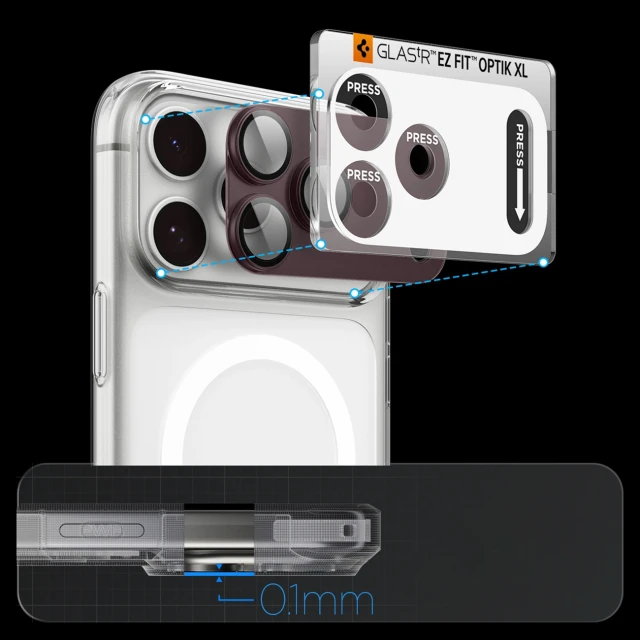 Захисне скло для камери Spigen Optik Pro XL GLAS.TR EZ FIT для iPhone 18 Pro Dark Cherry (8800337251654)