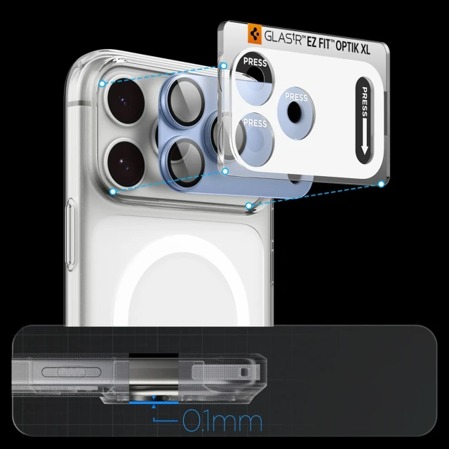 Захисне скло для камери Spigen Optik Pro XL GLAS.TR EZ FIT для iPhone 18 Pro Max Light Blue (8800337251708)