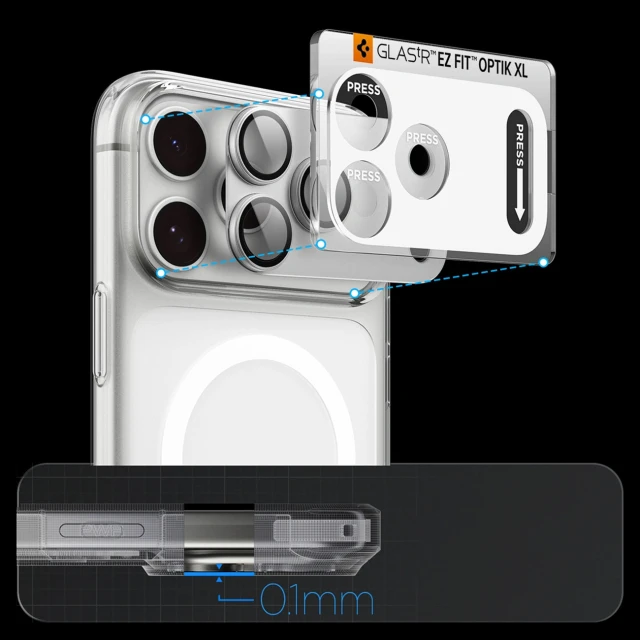Захисне скло для камери Spigen Optik Pro XL GLAS.TR EZ FIT для iPhone 18 Pro Max Silver (8800337251715)