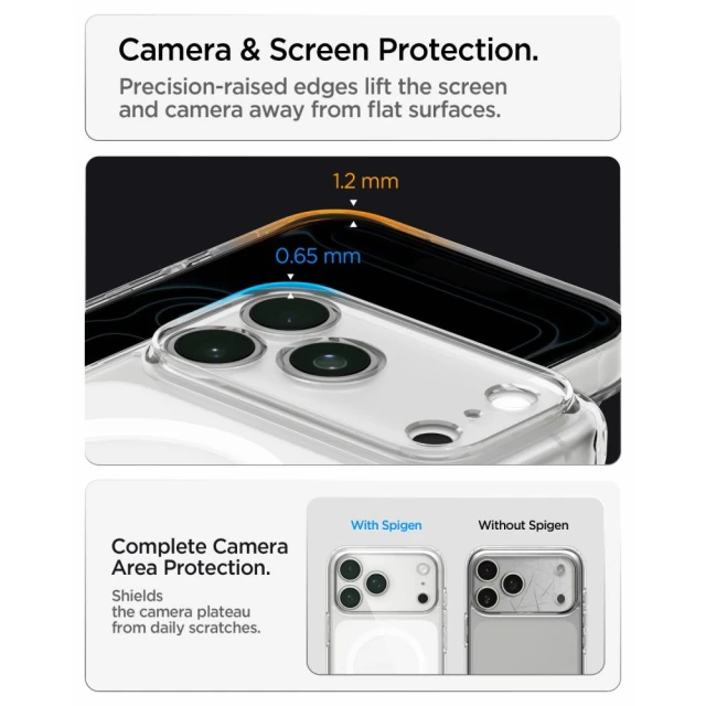 Чохол Spigen Ultra Hybrid для iPhone 18 Pro Max | 17 Pro Max Clear White with MagSafe (ACS12118)