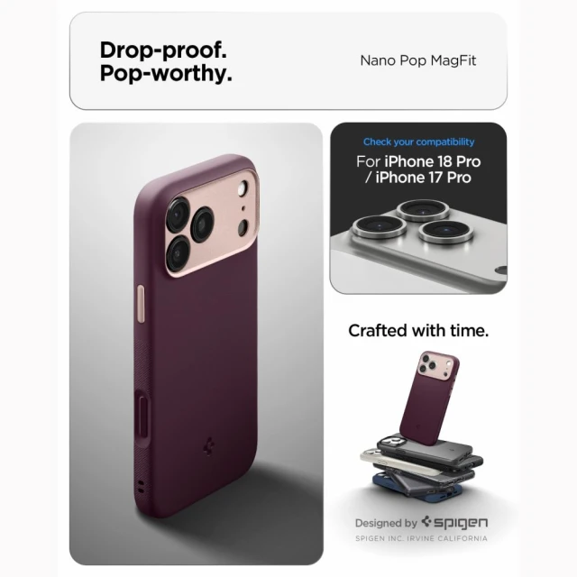 Чохол Spigen Nano Pop Mag для iPhone 18 Pro Max | 17 Pro Max Burgundy with MagSafe (ACS12141)