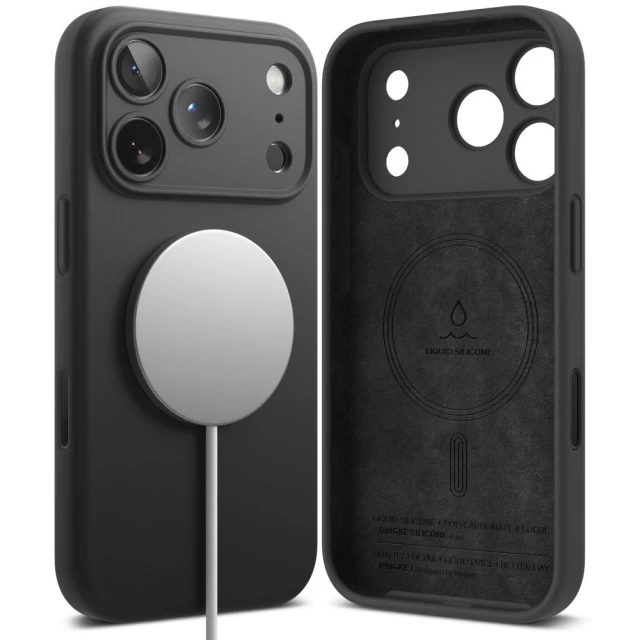 Чохол Ringke Silicone Magnetic для iPhone 18 Pro Max Black with MagSafe (8800380462021)